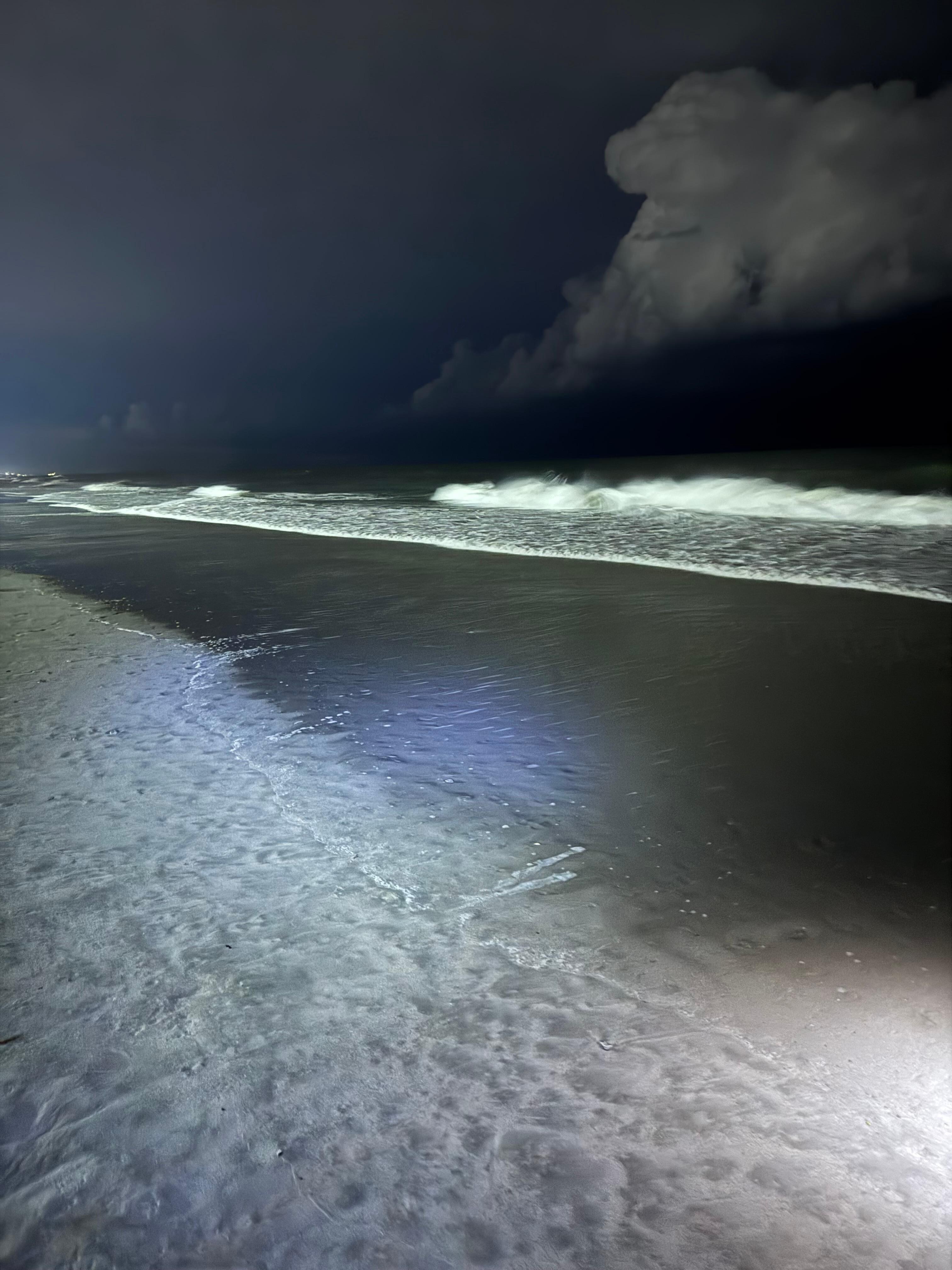 Night view of the beach near condo.