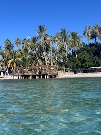 This is a look from being in the water, looking at the resort