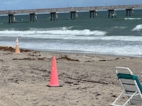 Ocean Purple Flagged for Jelly Fish & Yellow Flagged for Rip Tides