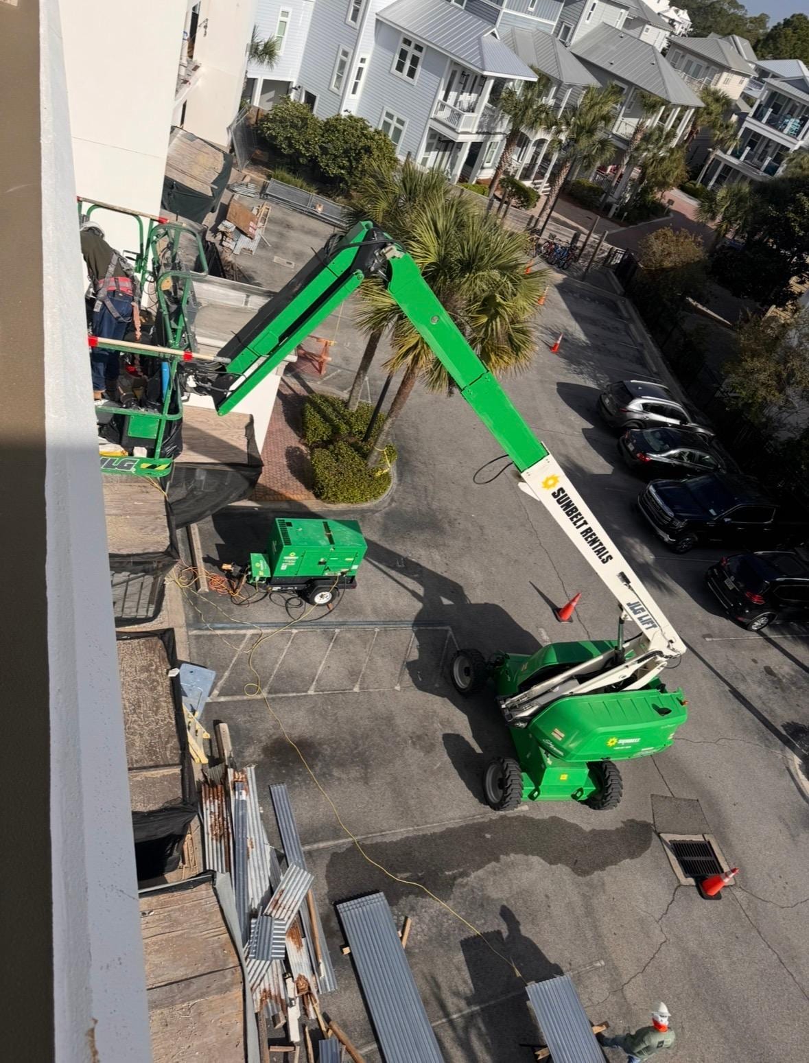 View from the entrance… very loud construction. 