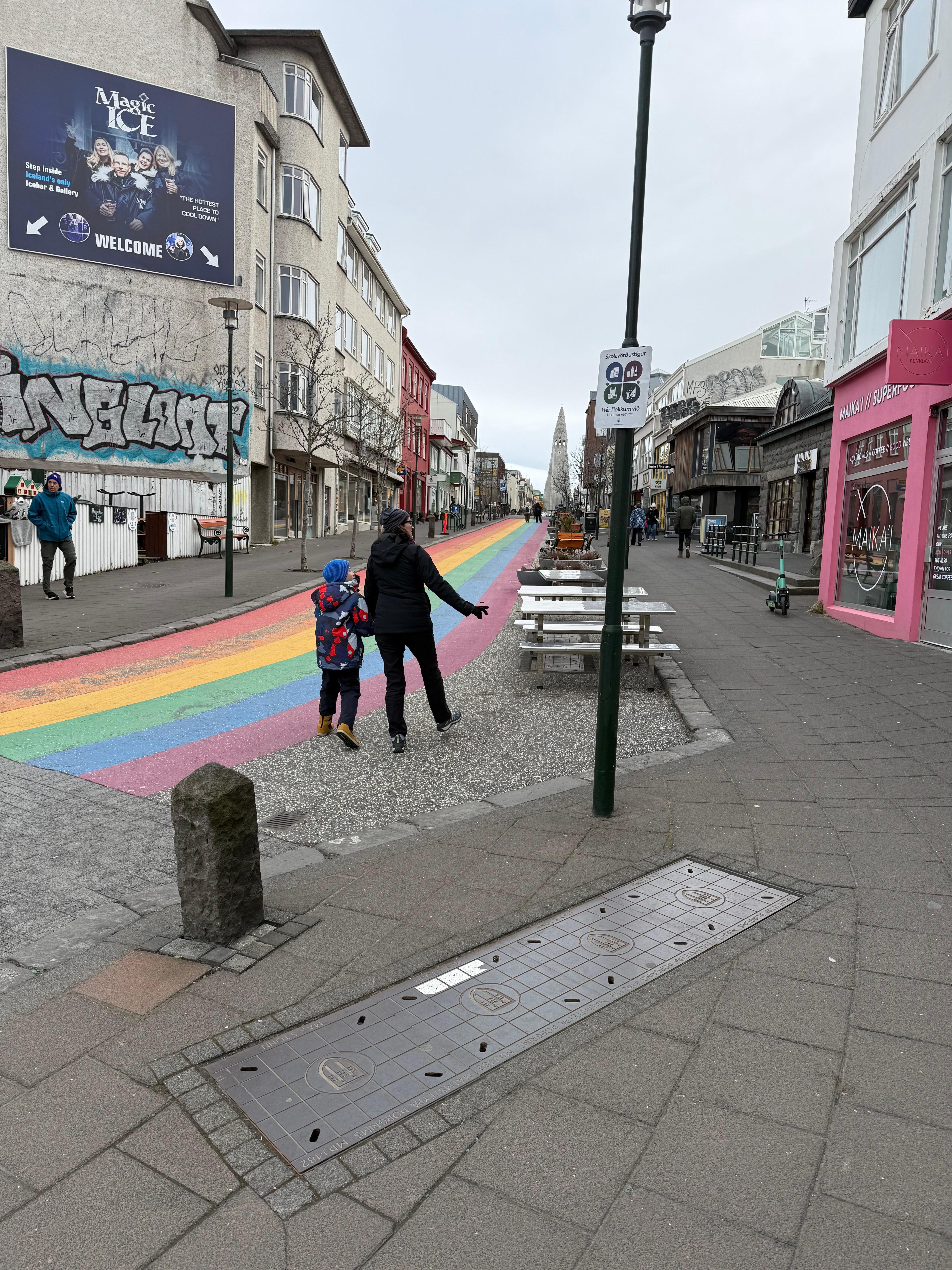 Rainbow Street just in front of the location. 