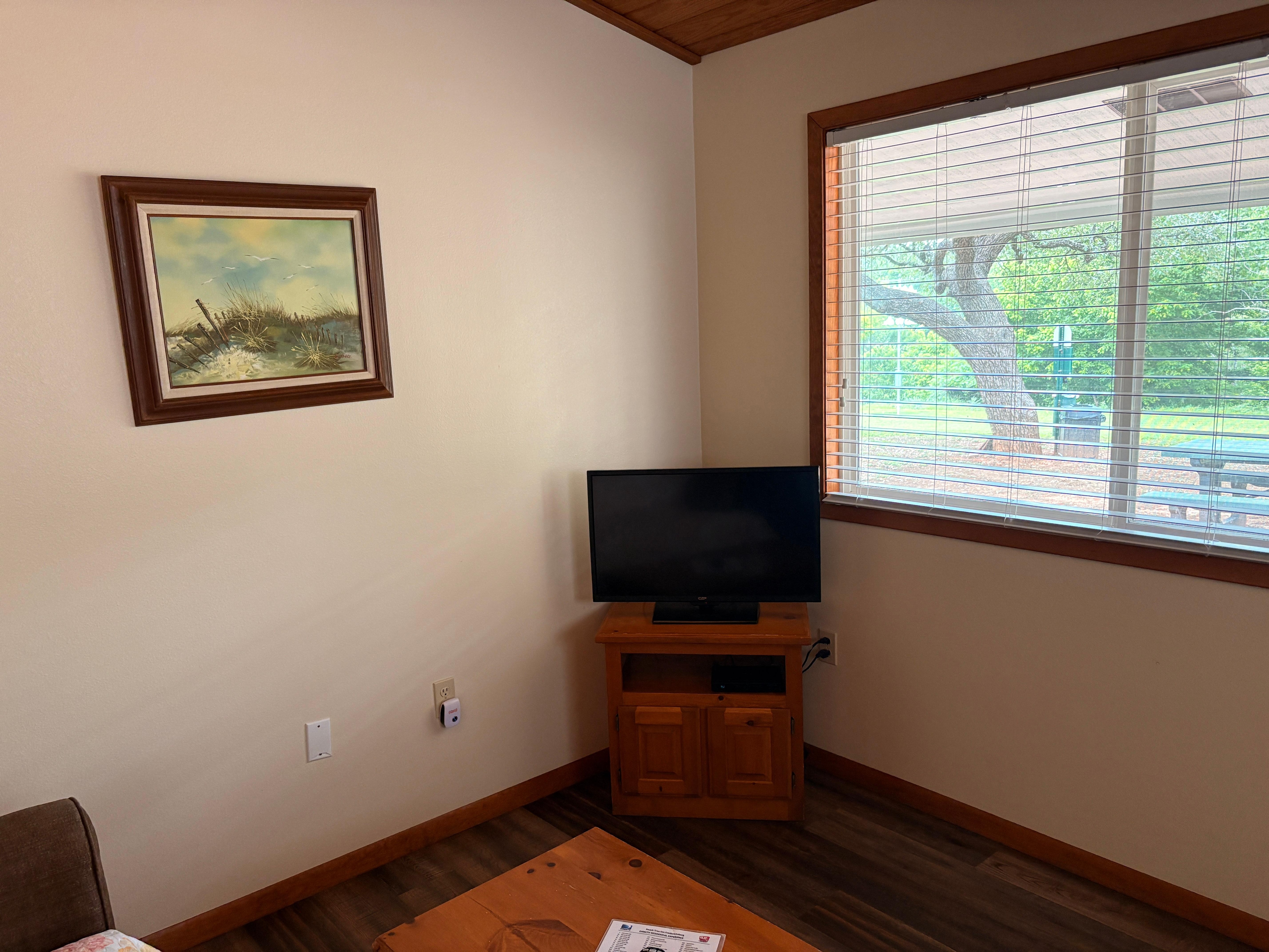 Right outside the front is a secluded wooded area with picnic table and chairs if you prefer.