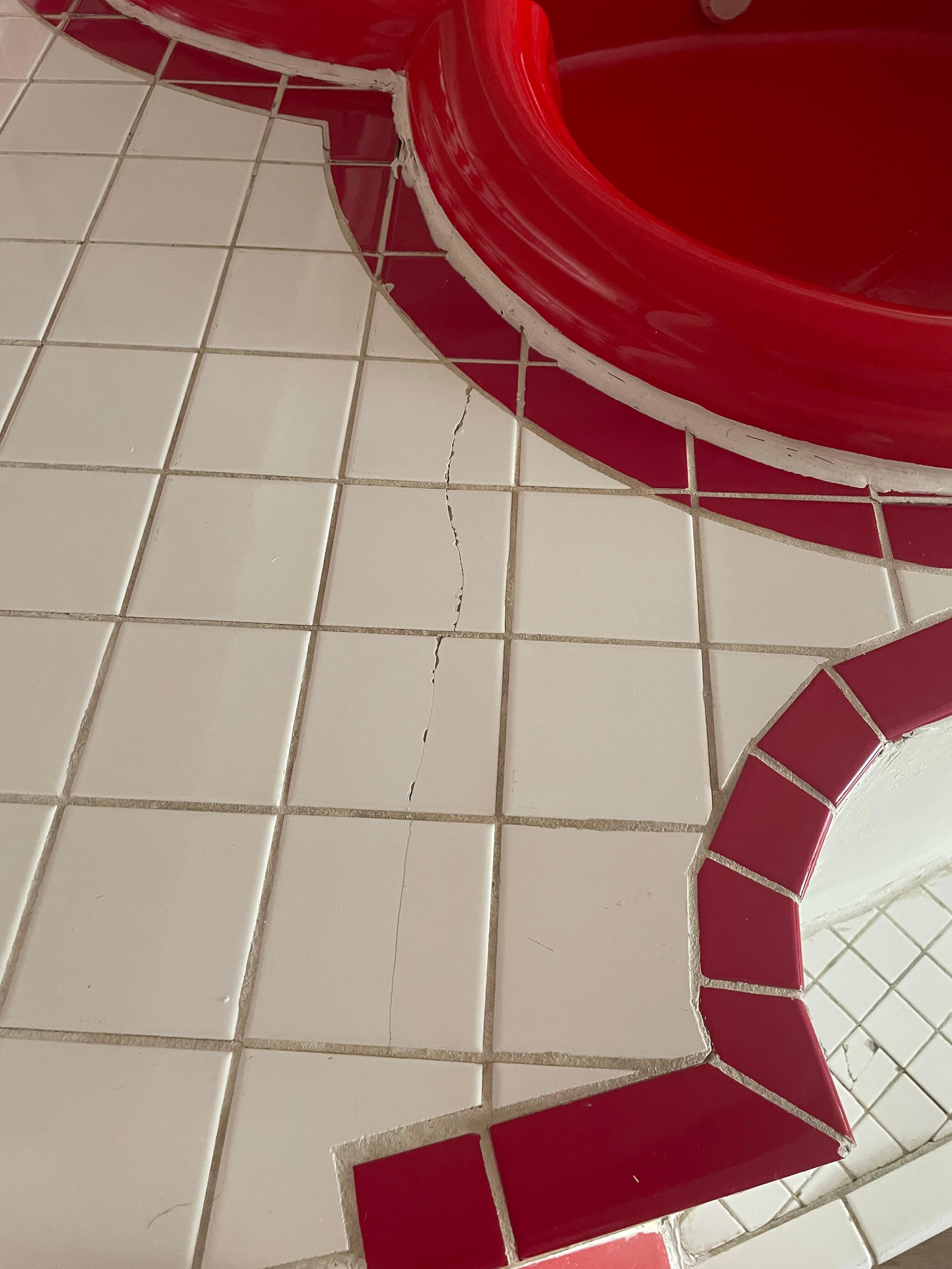 Cracks in the floor near
jacuzzi