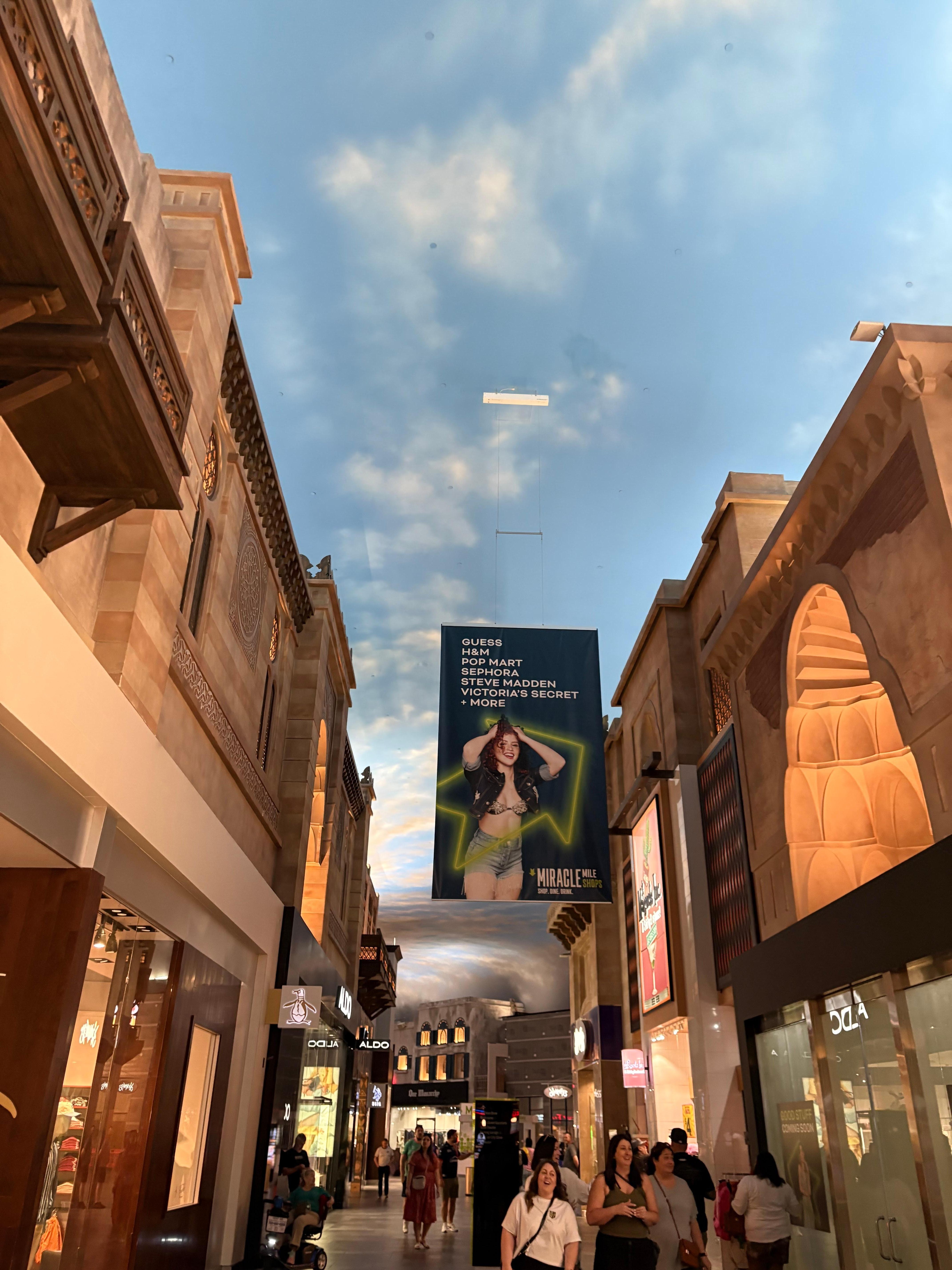 This is in the mirror mile shopping center and it really makes you think that you’re outside or technically you’re inside