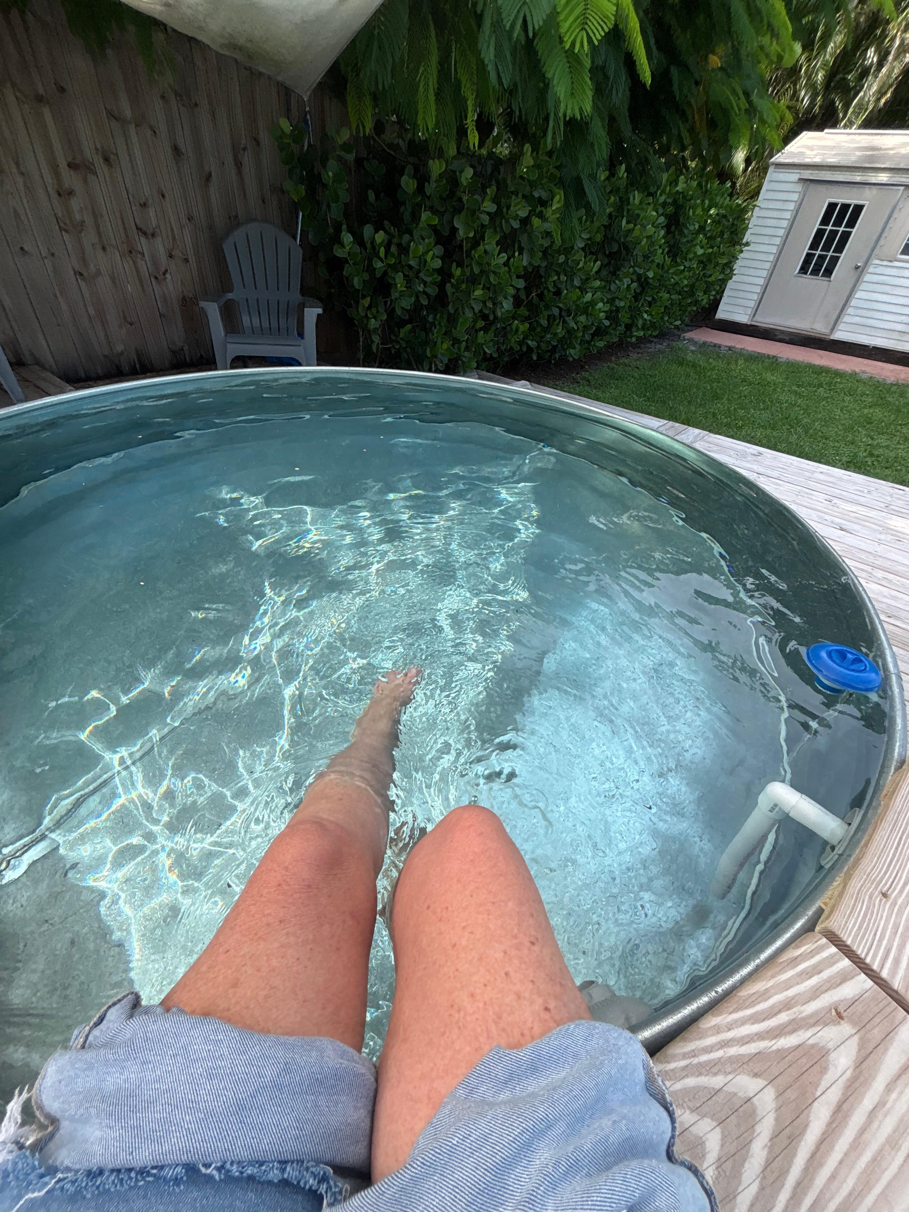 Morning coffee by pool