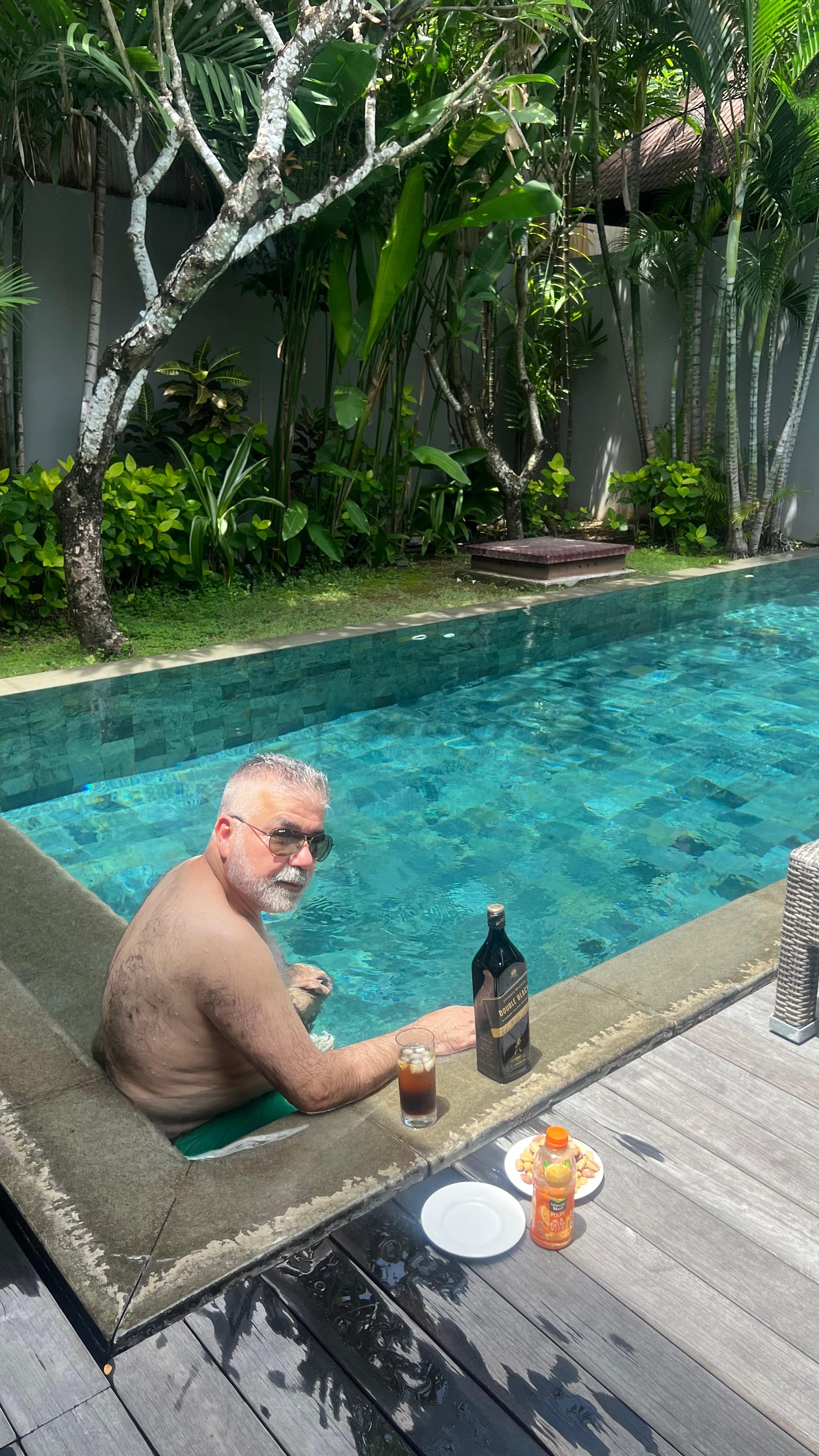 Enjoying our private pool