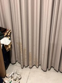 Curtains dirty, looked like a crime scene.