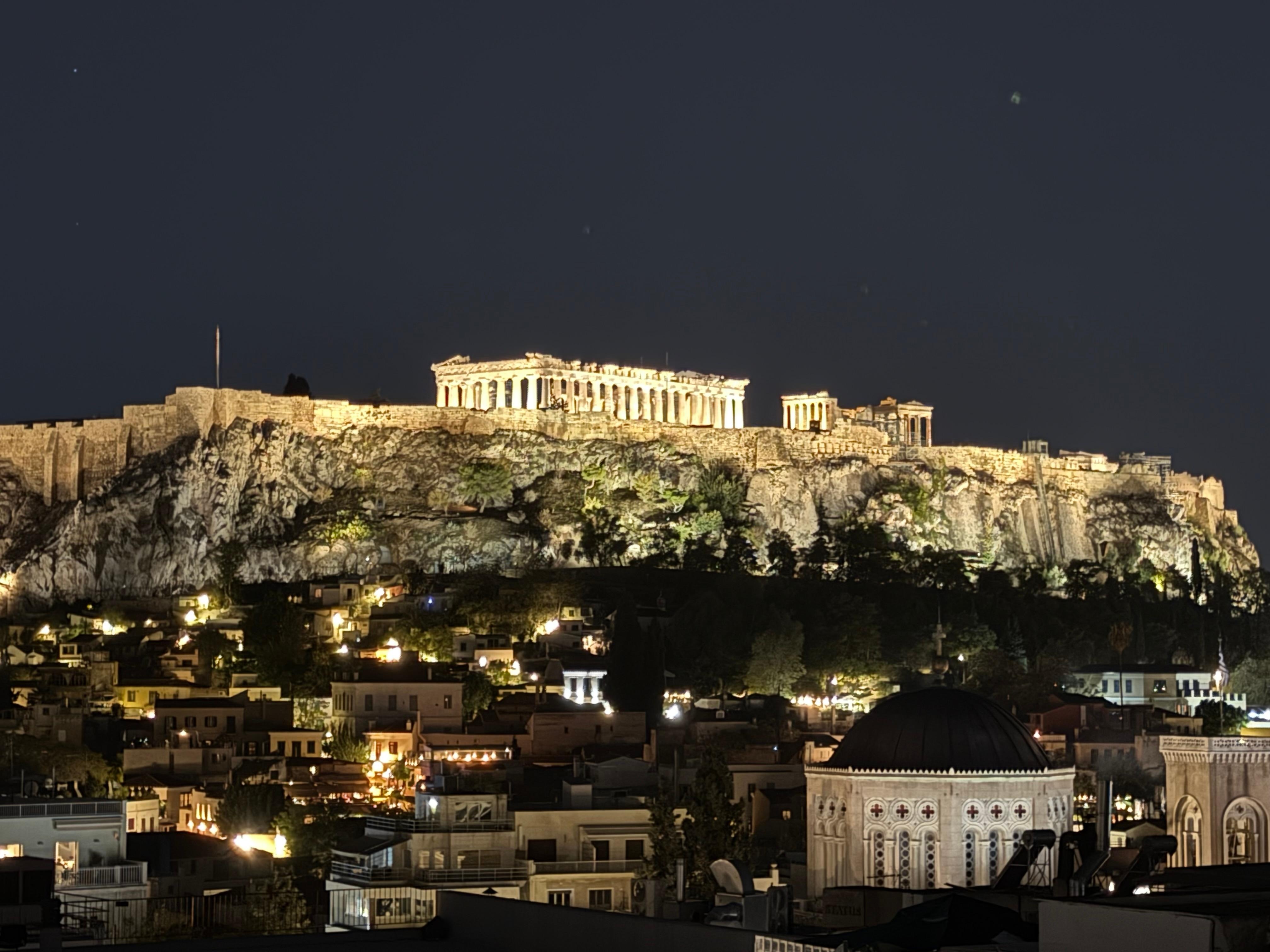 View of the Acropolis from the Roof Top Bar at the hotel.