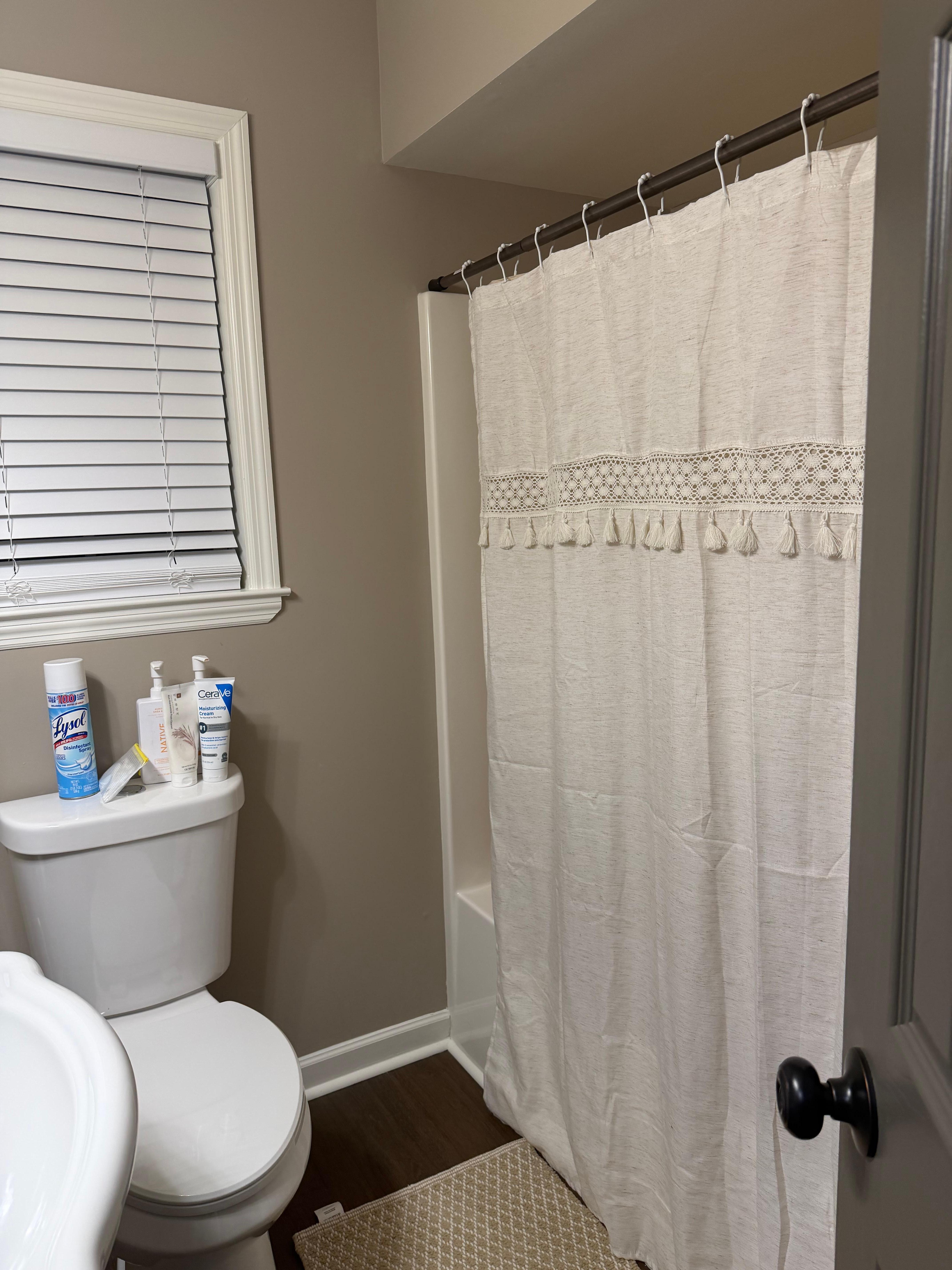 The bathroom downstairs is super clean and comfortable.