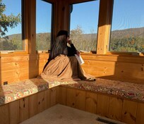 This is up in the Crow’s Nest. This picture shows only one corner view of the 360 degree window view!