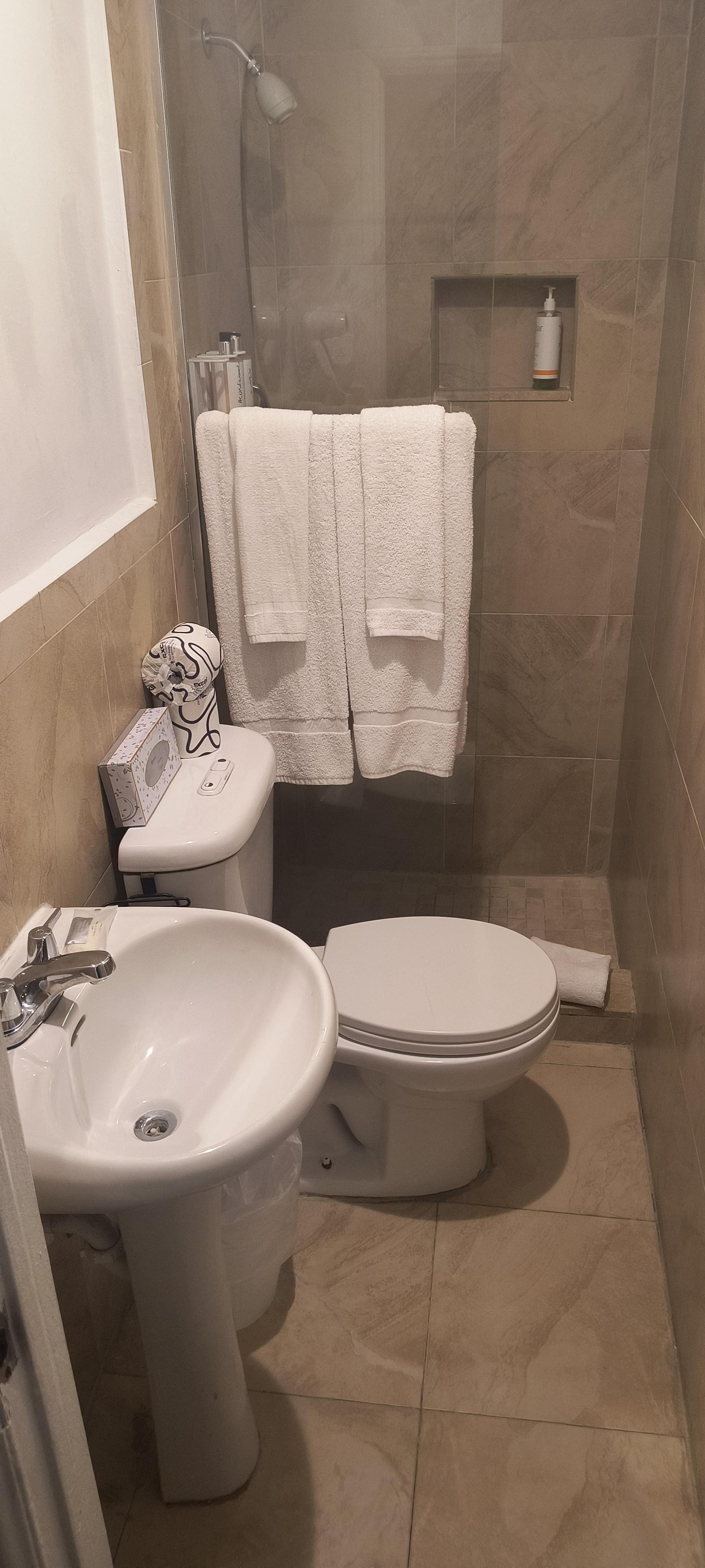 Crazy small bathroom; watch those knees!