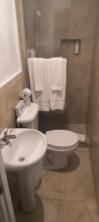Crazy small bathroom; watch those knees!