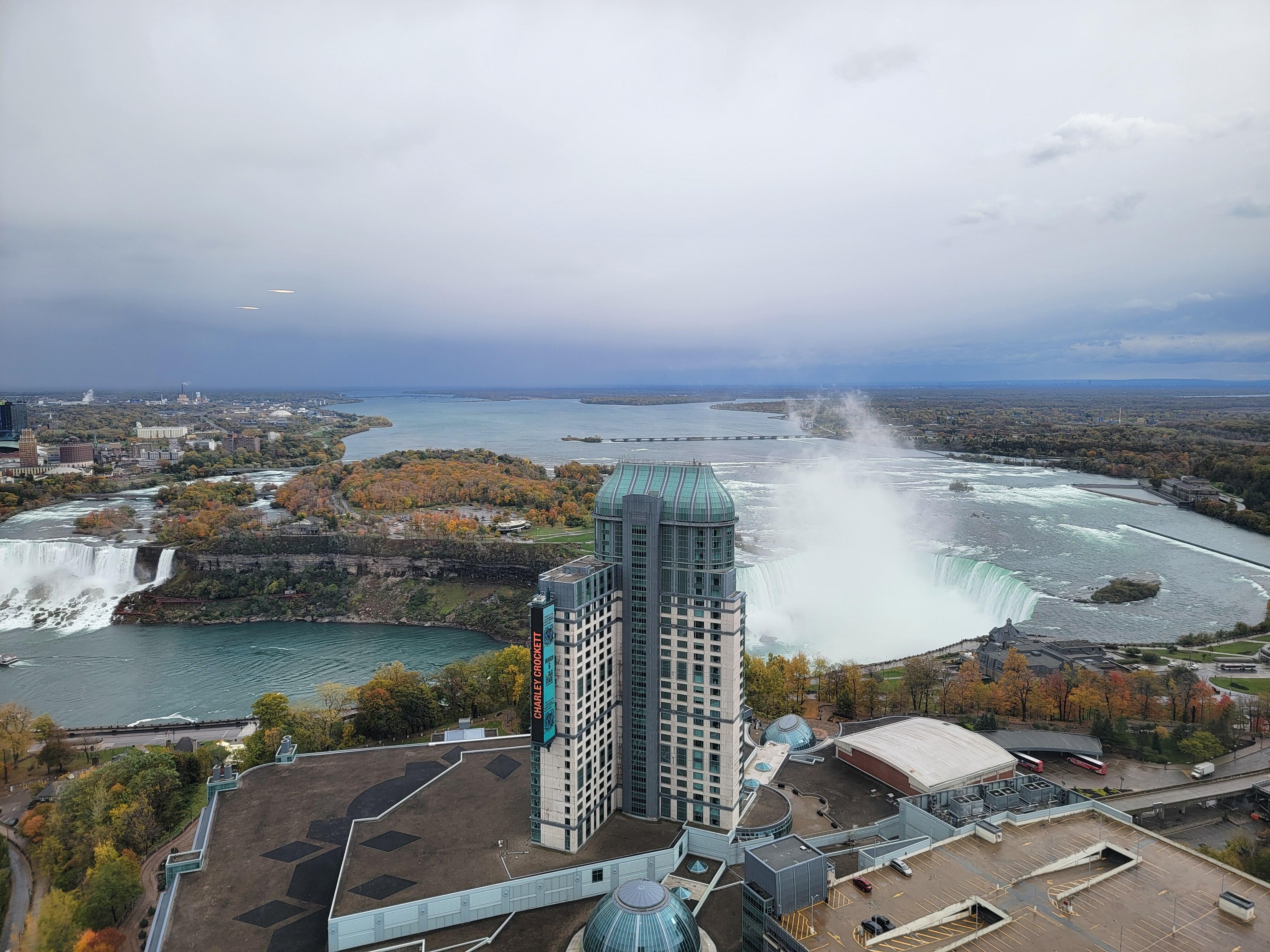 View of horseshoe falls from room on 49th floor.