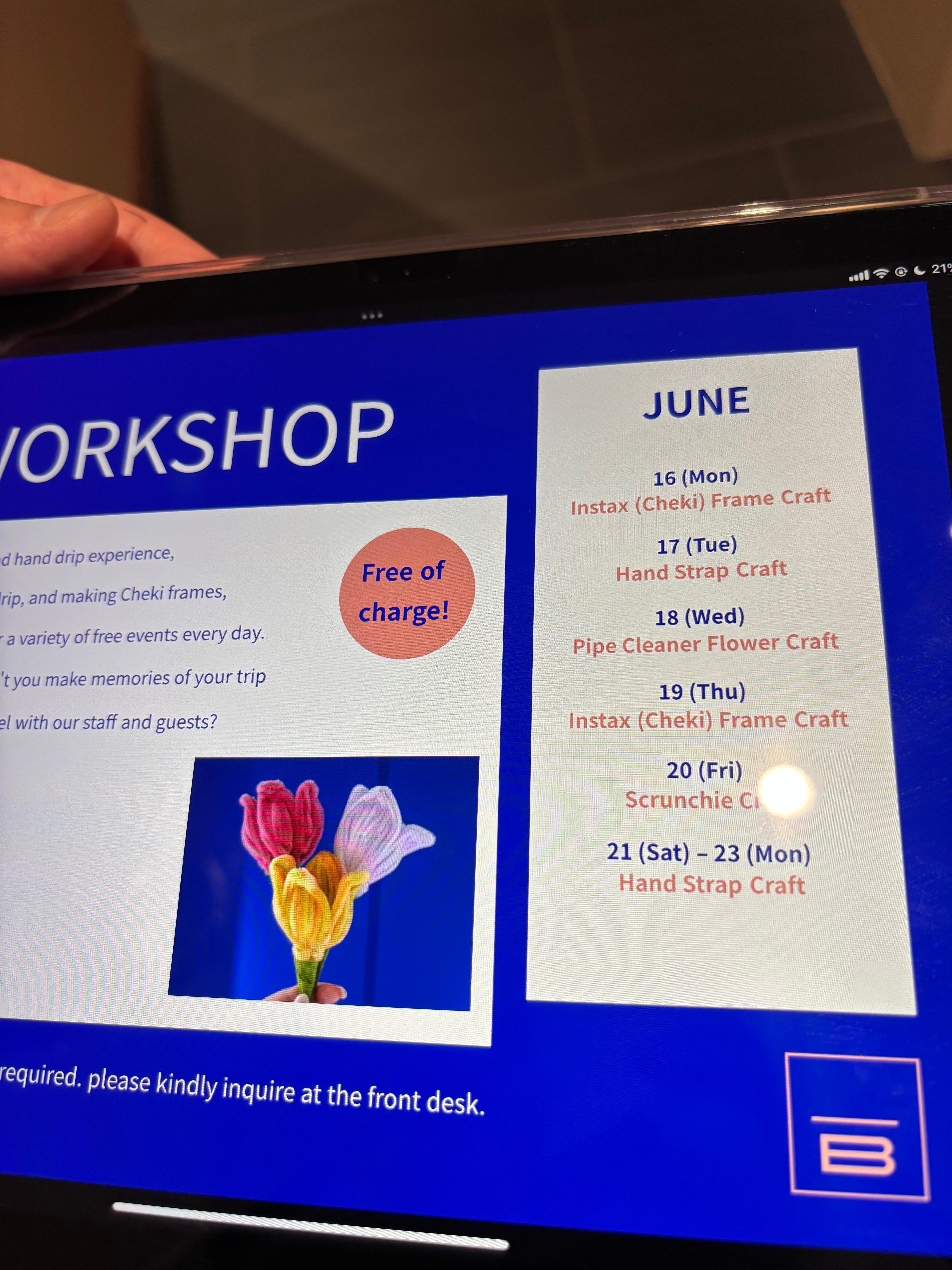 還可以參加免費的手作工作坊！可惜日間大部分時間都在參觀大阪世博會而無緣參與>-<''