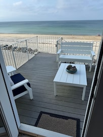 View from the doorway (to the deck) of the beach.