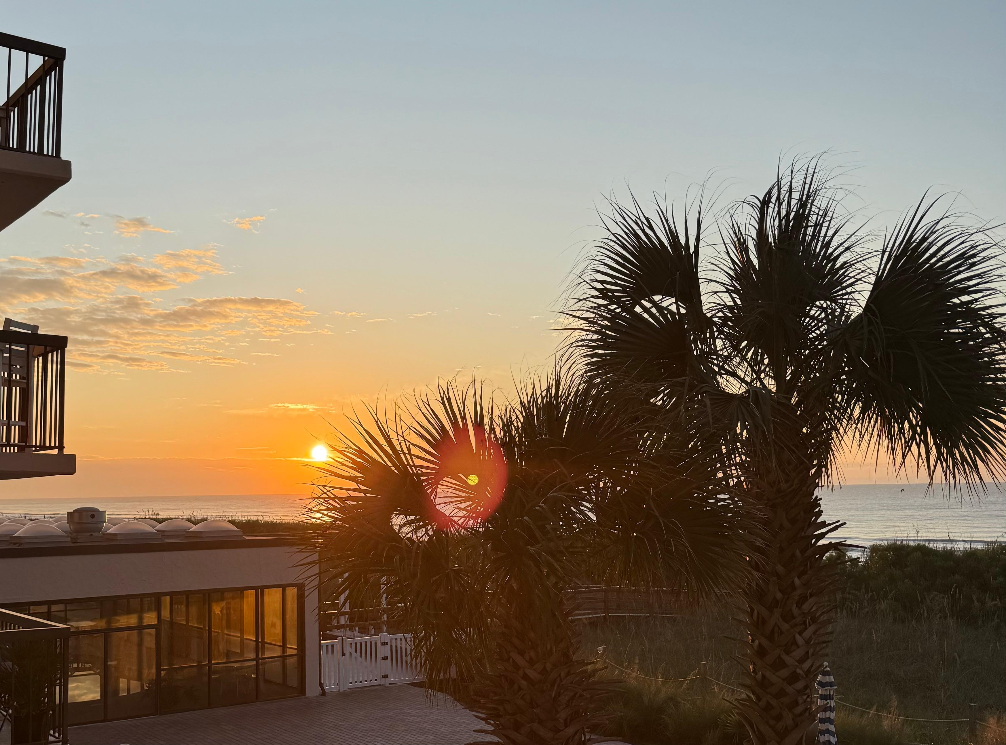 I raised camera high over rail to get sunset. (East is on our left) pretty just the same. 