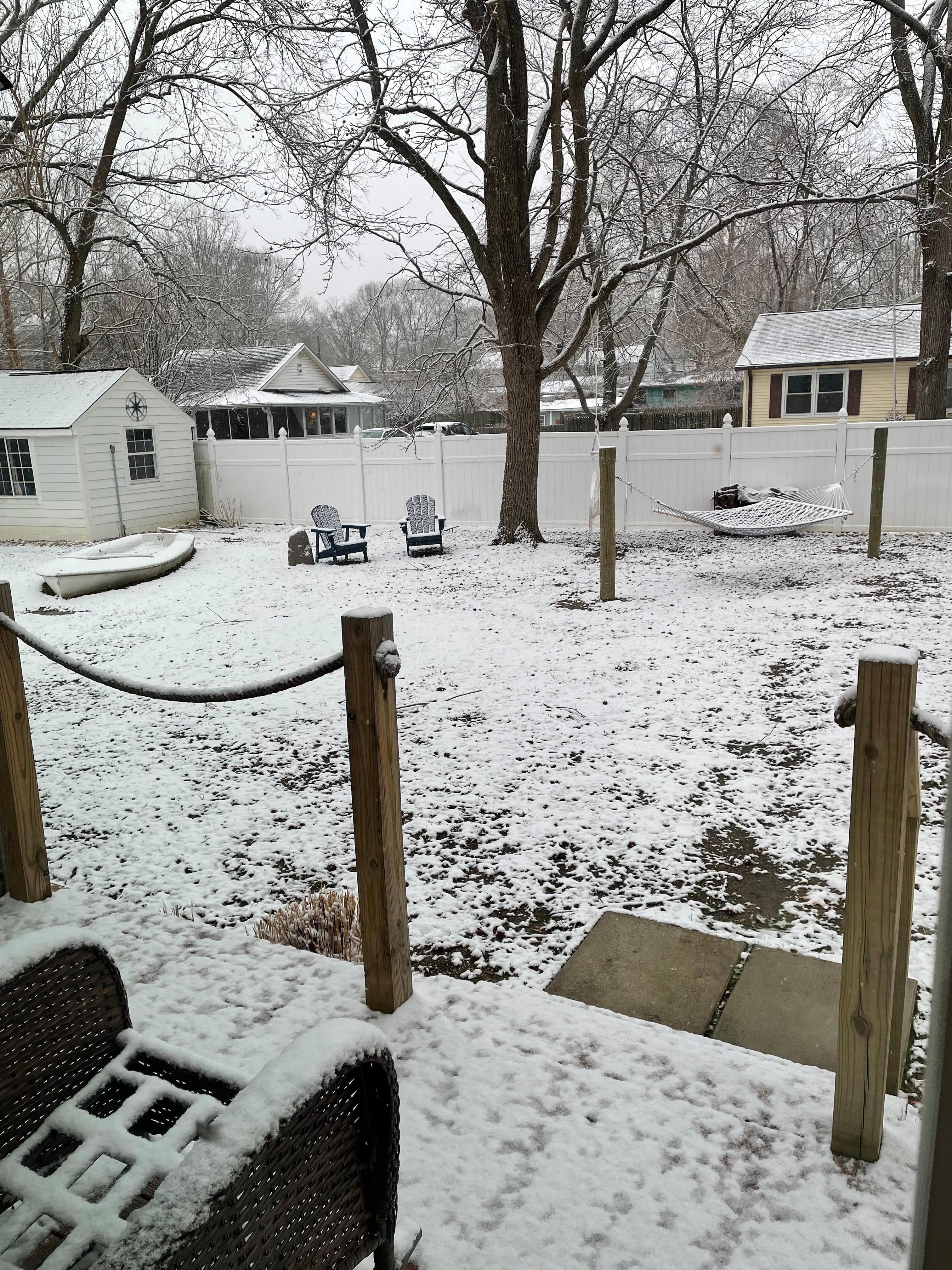 Our winter visit included snow. It still was lovely to be in a cozy space together. 