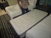 The room we booked was to come with a sofa bed. This is what we were given and a broken cot to boot.