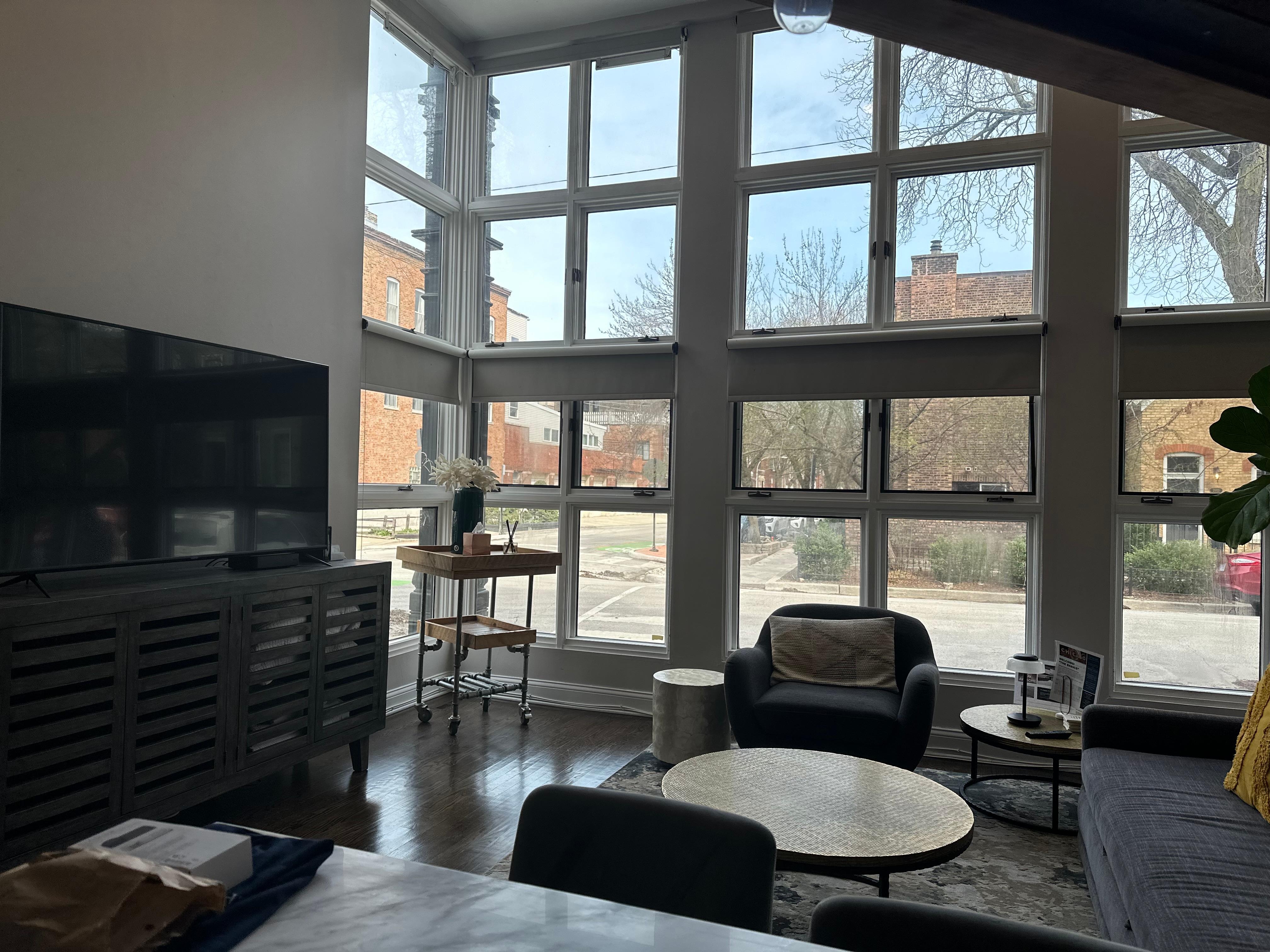 From kitchen area, looking out to living space.