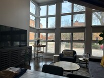 From kitchen area, looking out to living space.