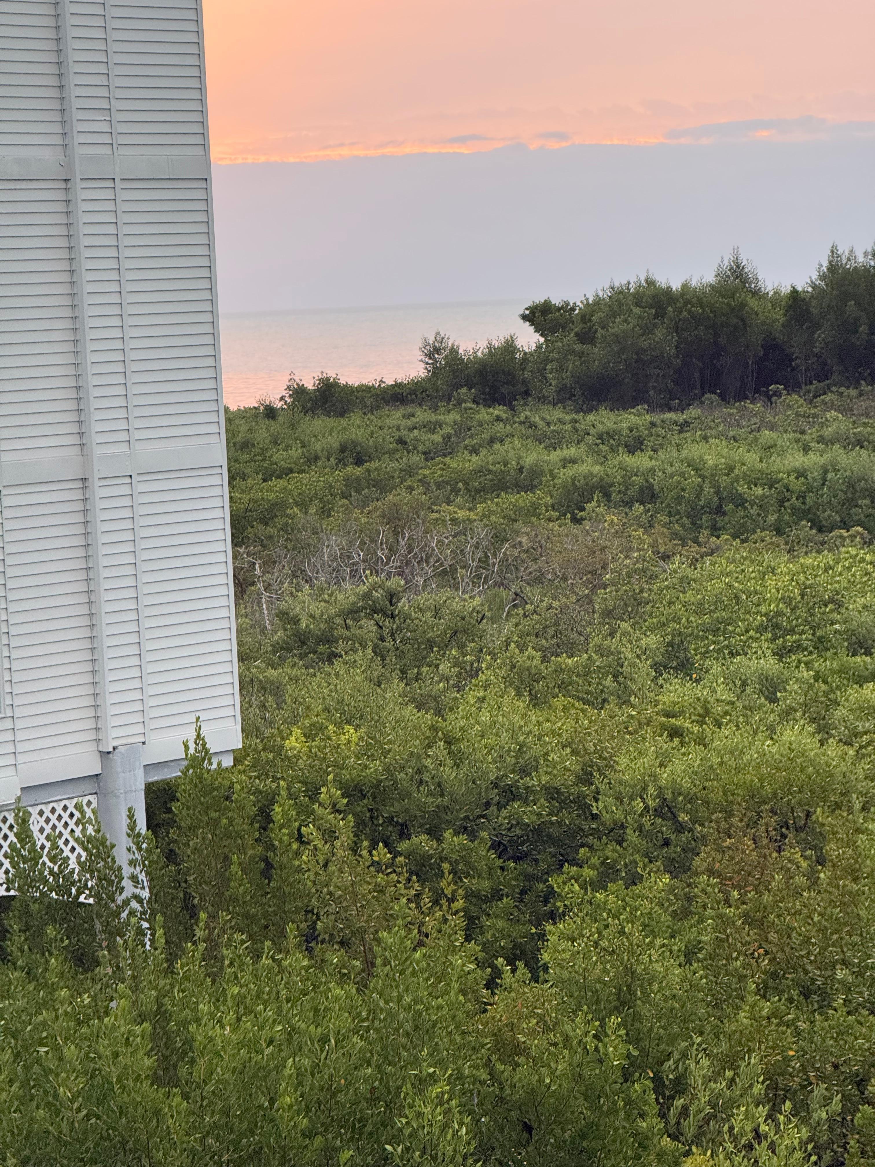 Very limited view of the ocean. 