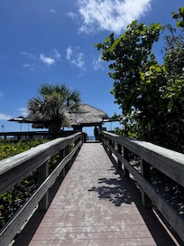 Beach access with tiki bar