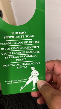 They asked this to be hung outside our door in order to have the room cleaned without providing it , so I had to contact them about what to do!