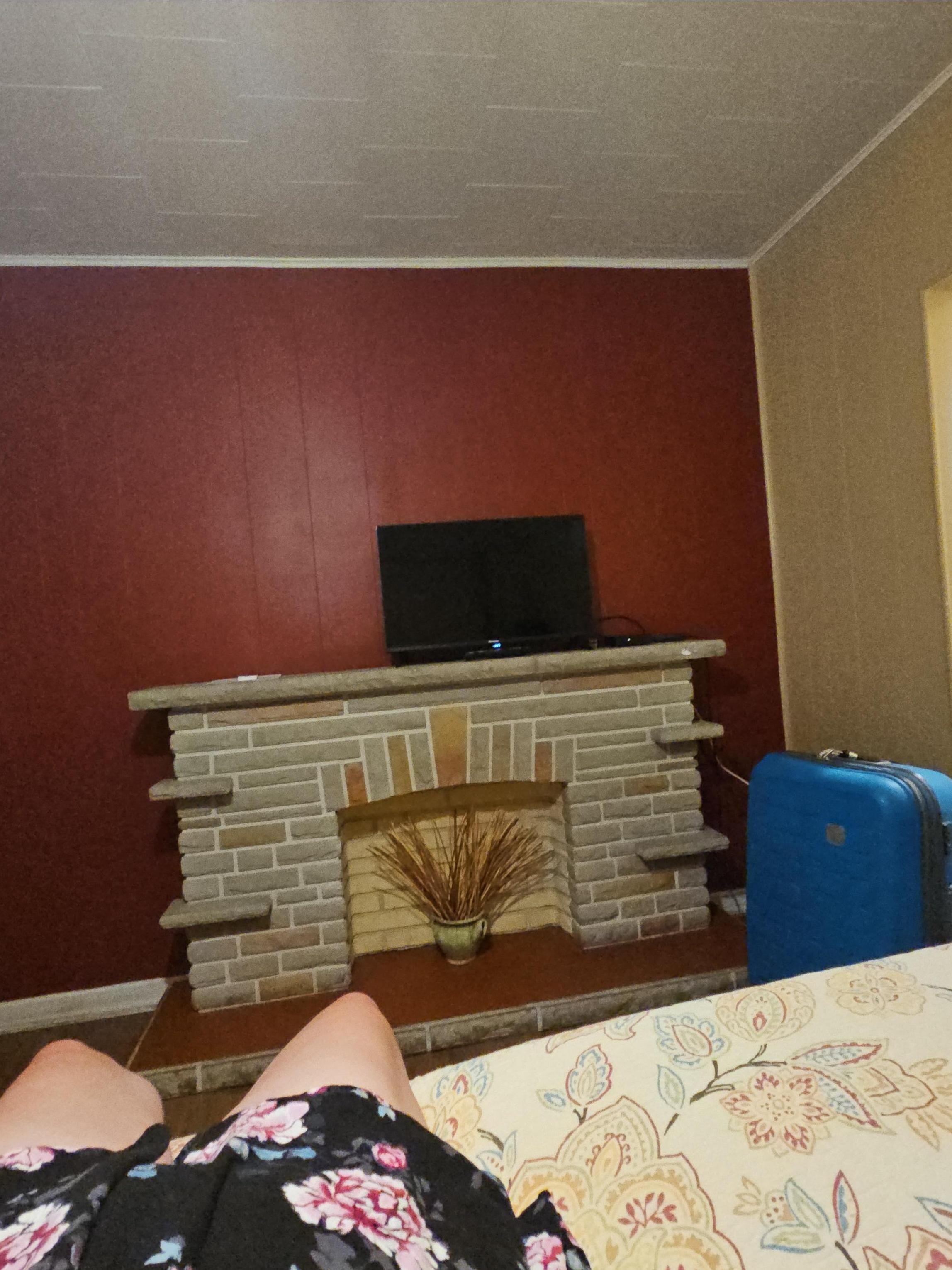 Don't mind my legs. Such a cute set up. Absolutely loved The Rex Motel.