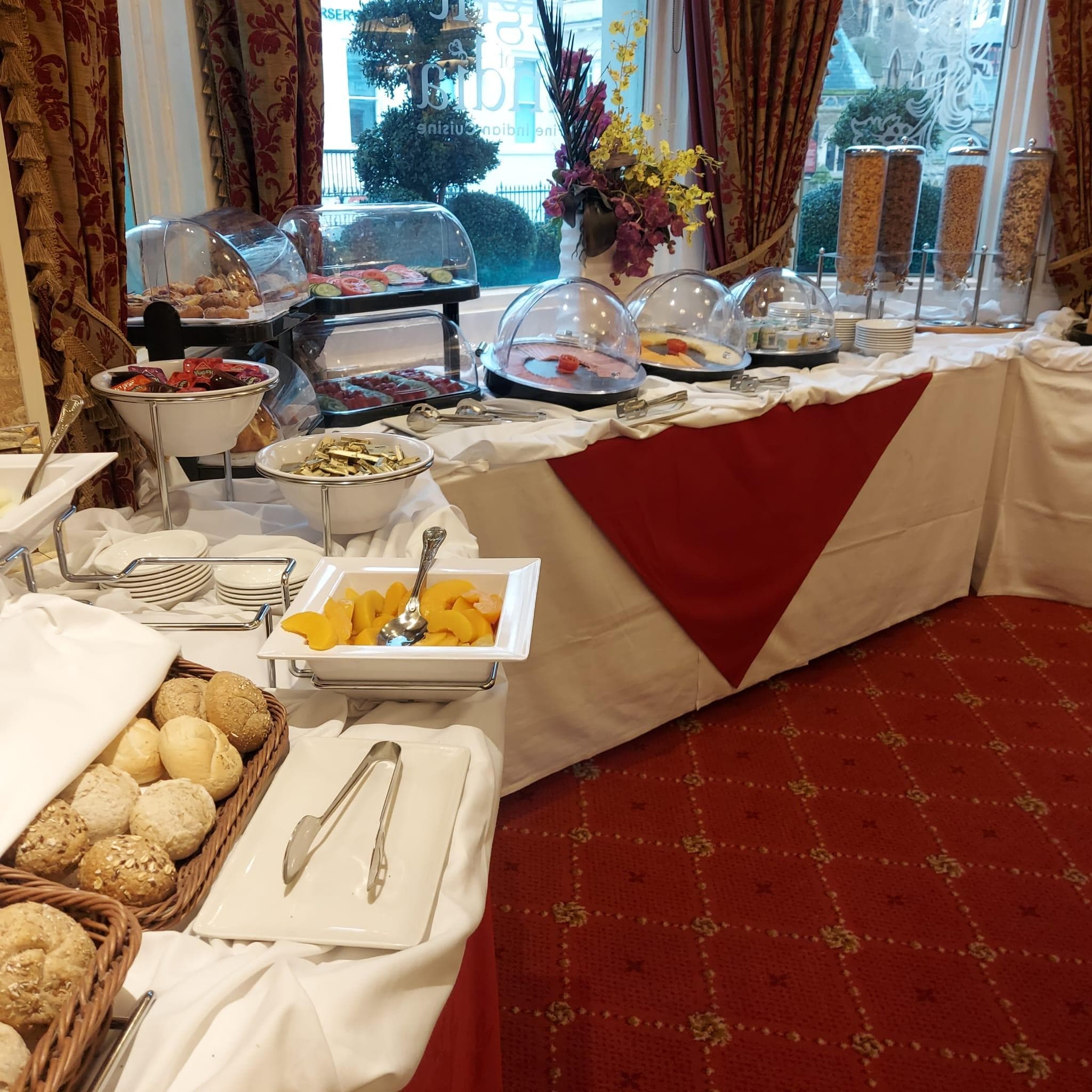 Fresh bread and fruit continental breakfast 