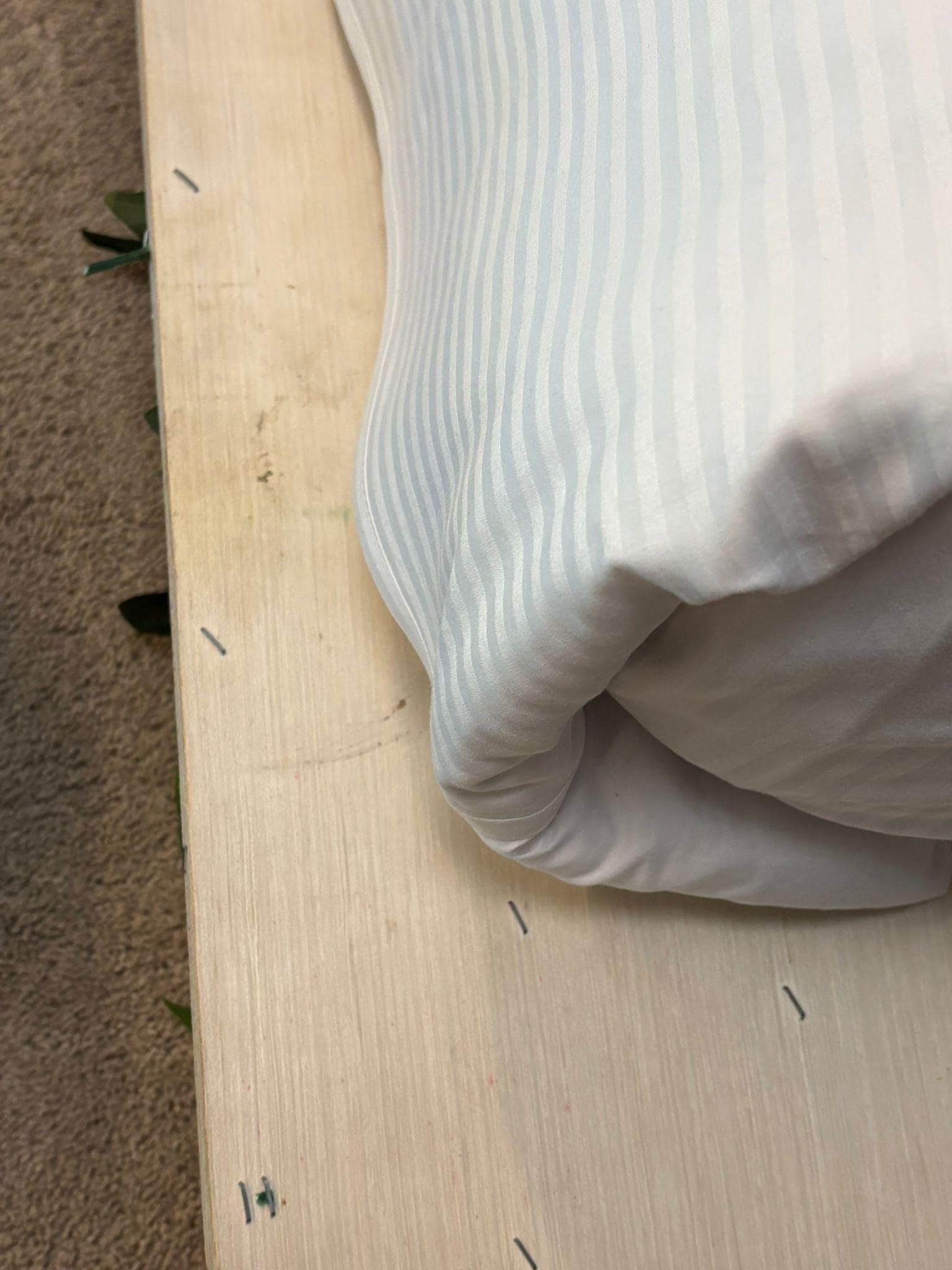 Exposed staples on childs bed