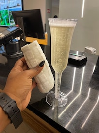 Welcome drink and cool towel