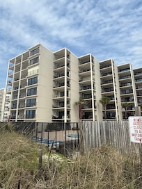 View of moondrifter building from beach
