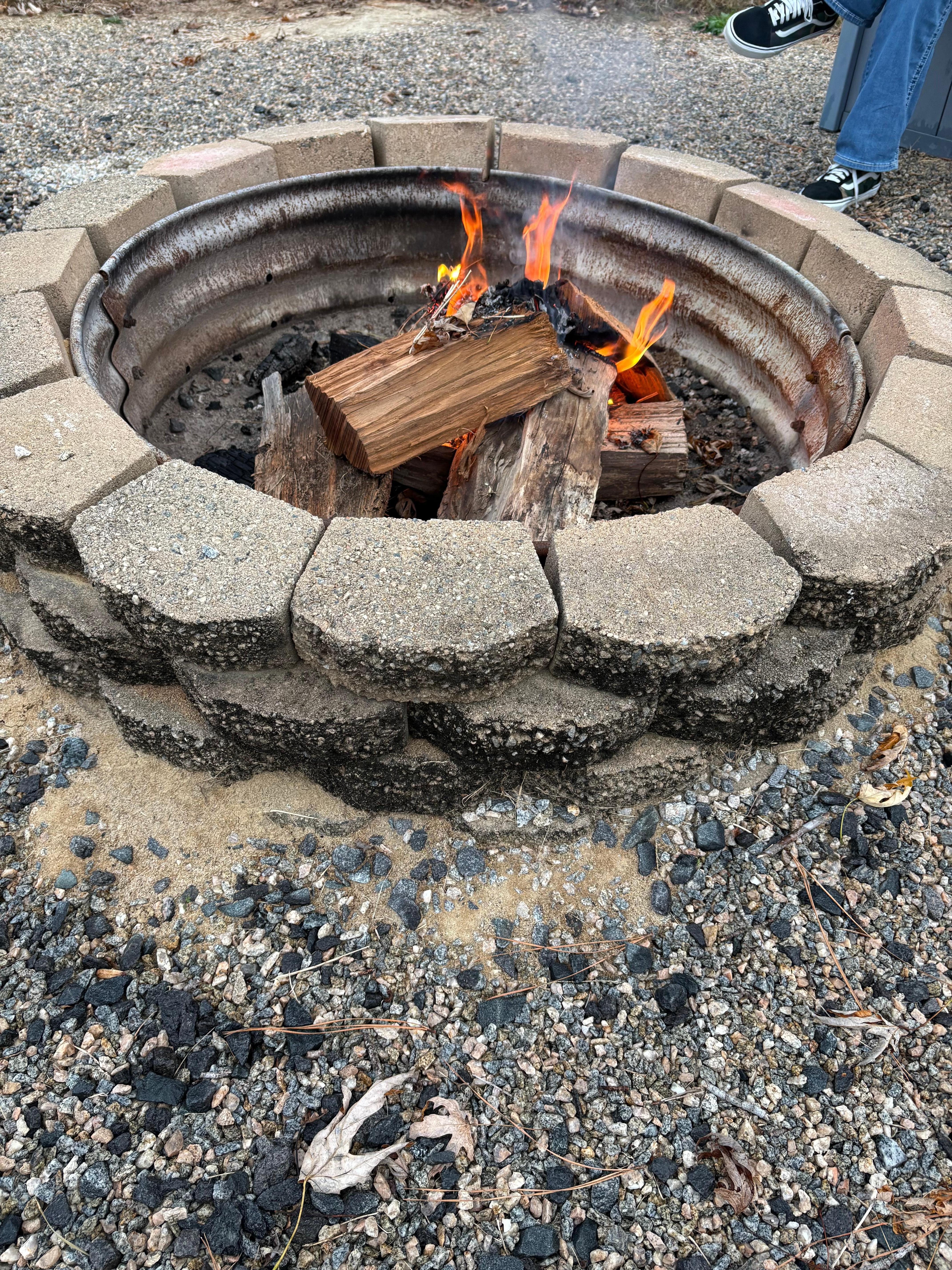 Sitting around the fire pit with a glass of wine was nice. 