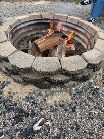 Sitting around the fire pit with a glass of wine was nice.
