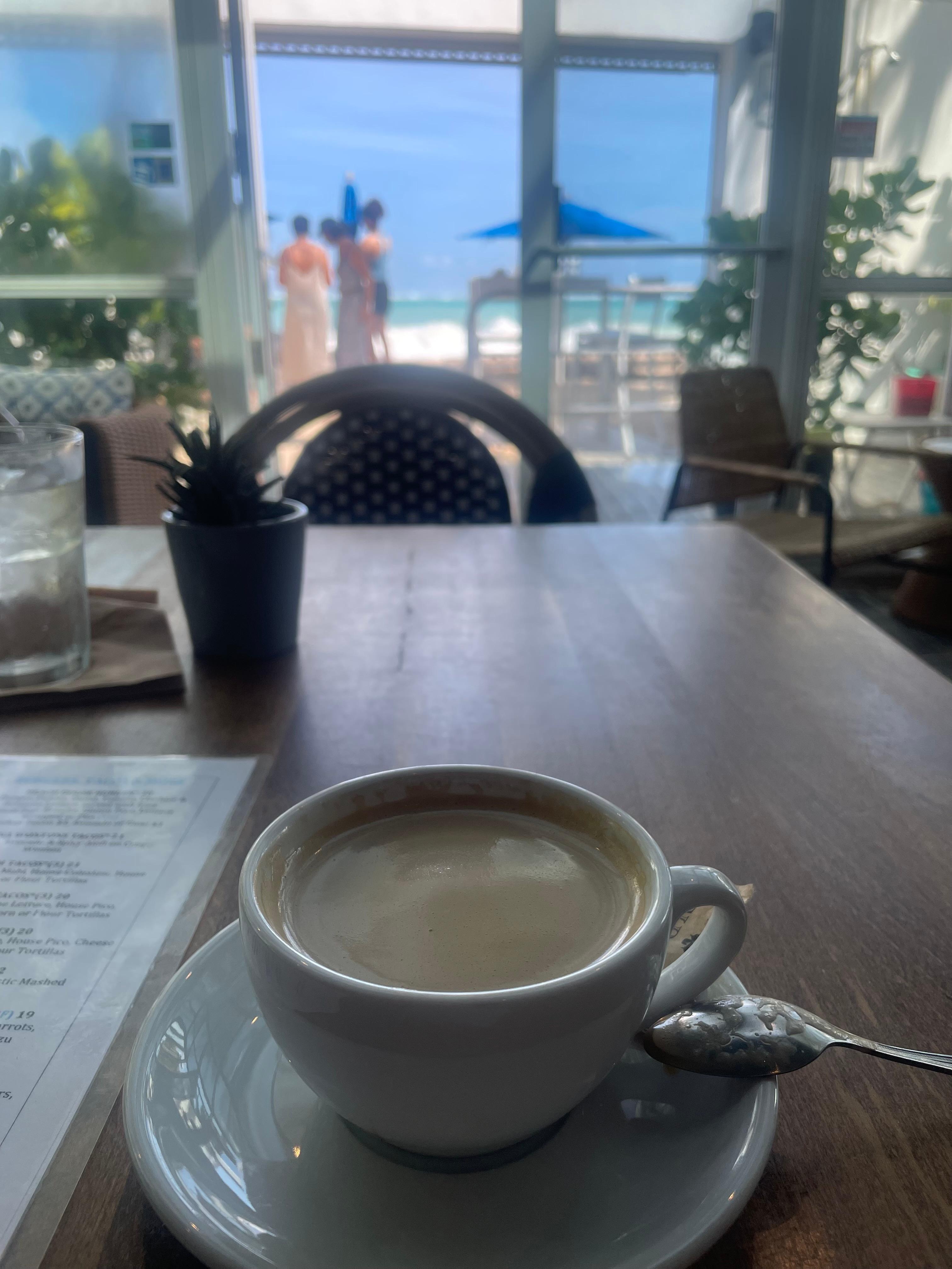 Delicious freshly made coffee with an ocean view 💕