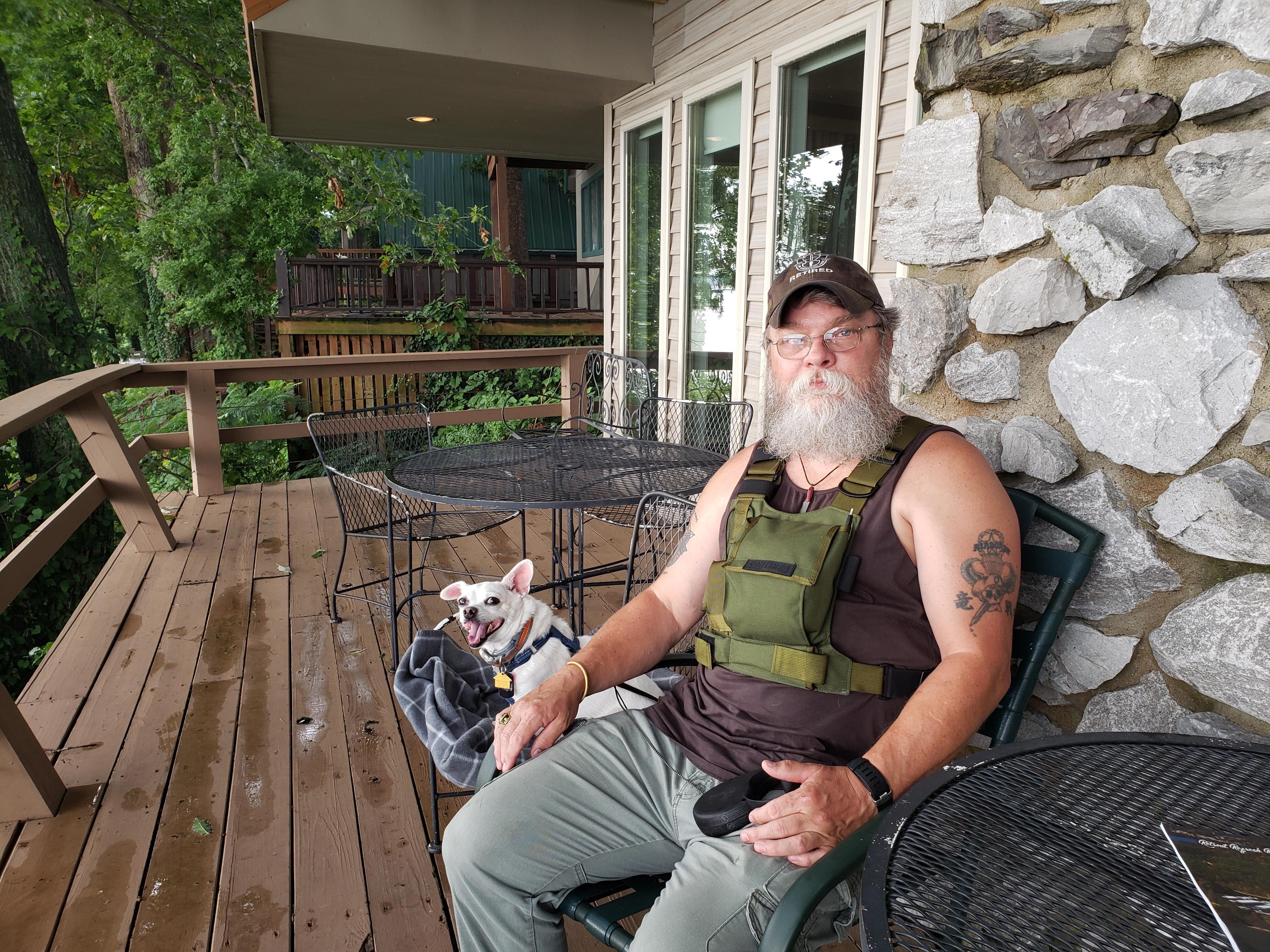 Sgt First Class John Scott Anderson. US Army Special Forces (Ret). And Lily. Both relaxing! 