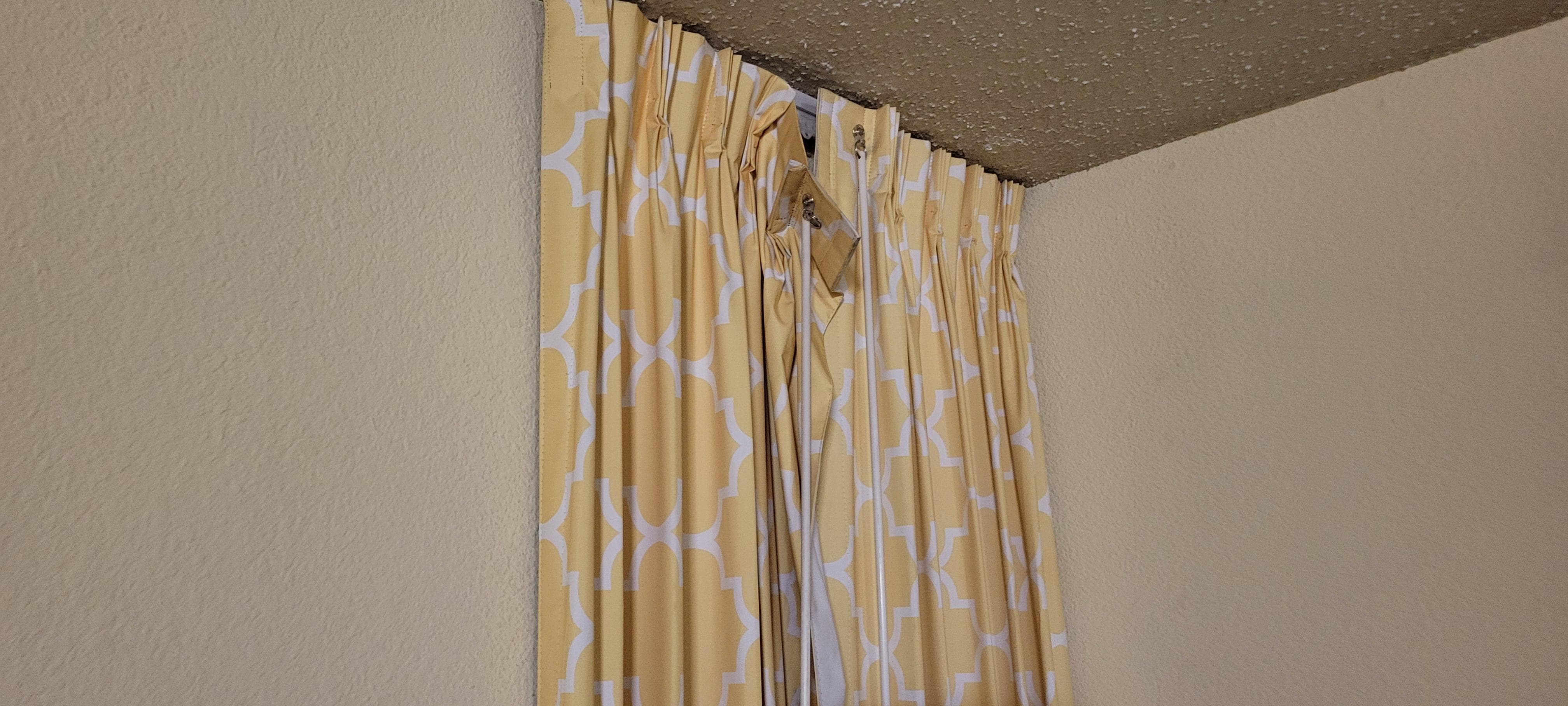 Curtain needing repaired.