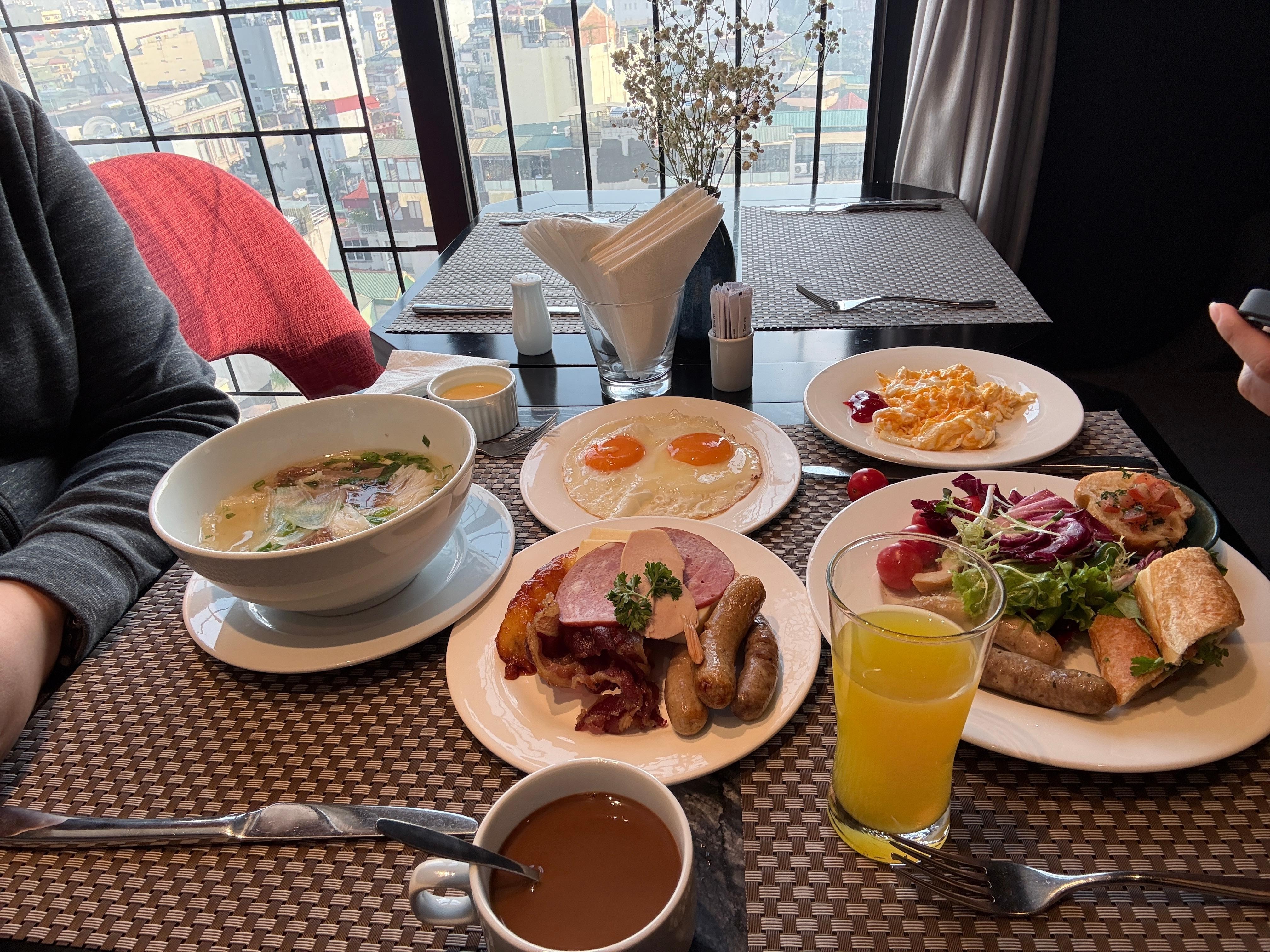 Variety of food for hotel breakfast 