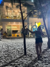 Hotel front at night