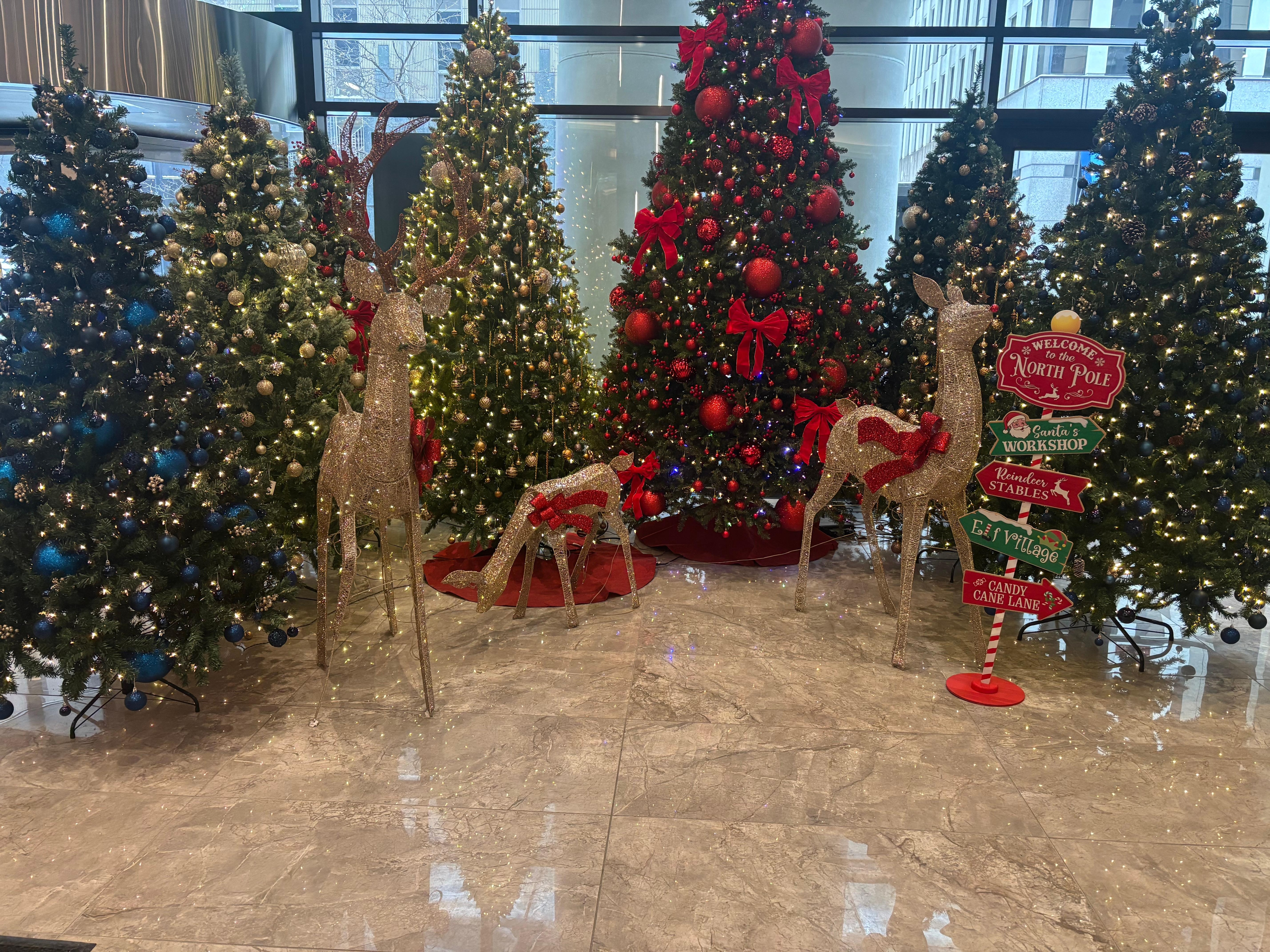 Christmas decor in lobby 