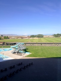 Outside pool with slide.