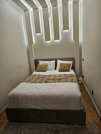 Mold/water damage on wall.