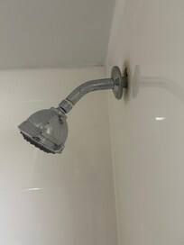 Shower head low and not fixed to wall. Bathroom door didn’t shut