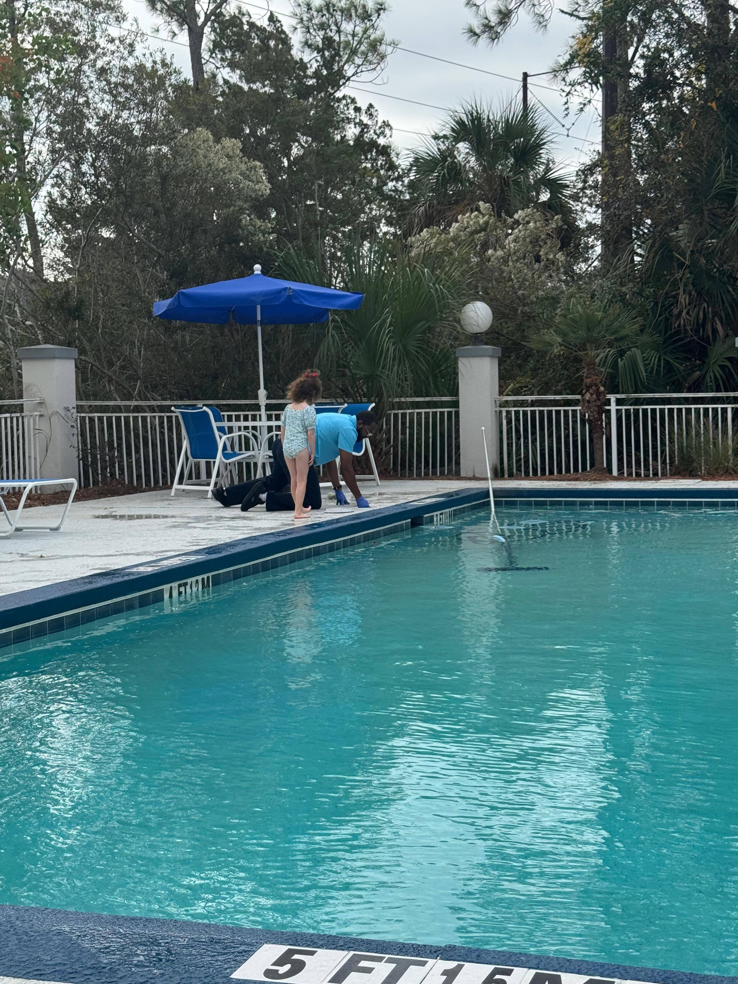 The pool man was so nice and patient with my daughter