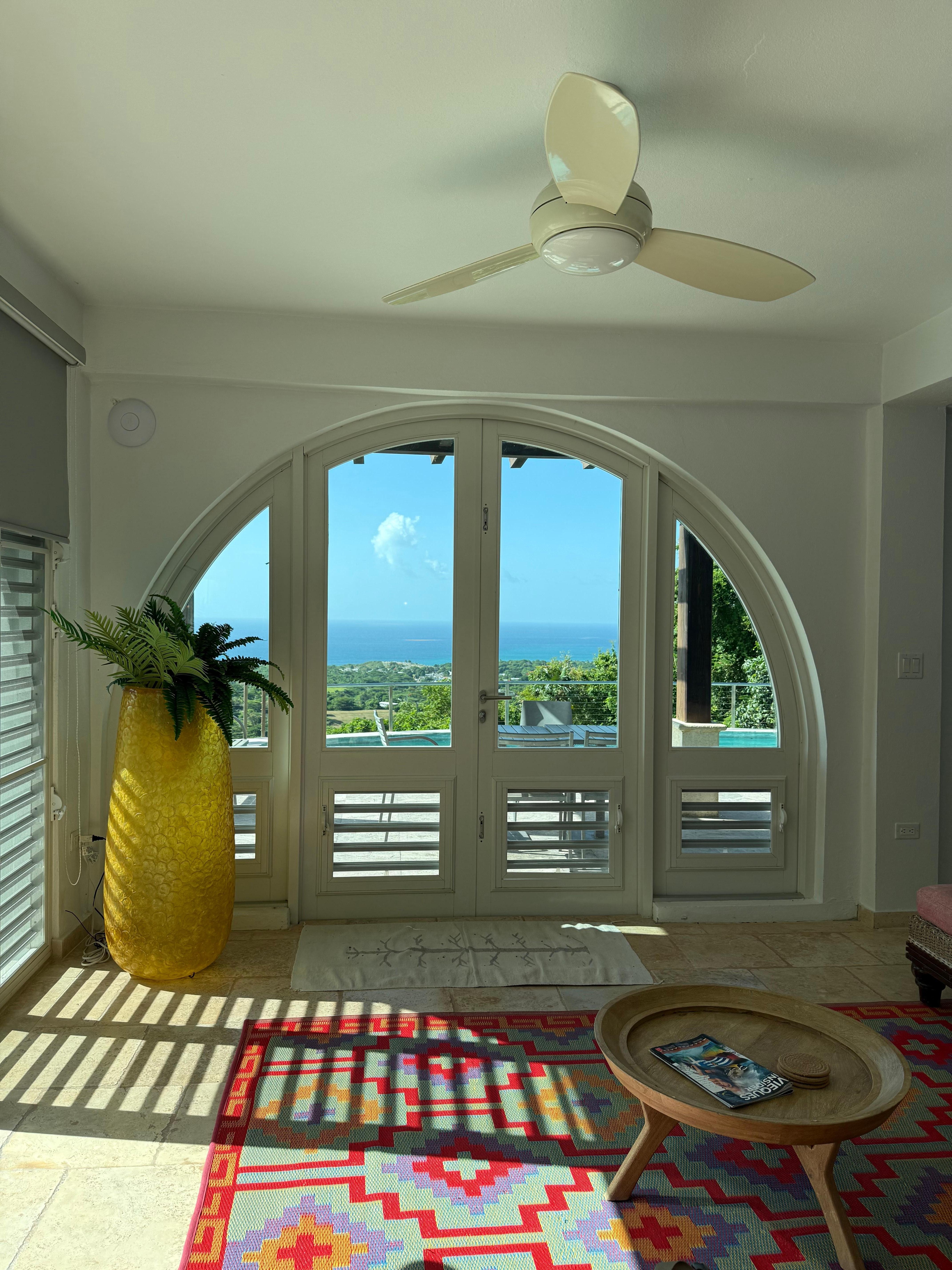 First floor living area. The pineapple is a lamp! It’s awesome! 