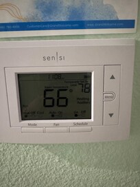 Heat would not cut on! We absolutely froze every night. If air works like heat read the sign above the thermostat. You might be in trouble