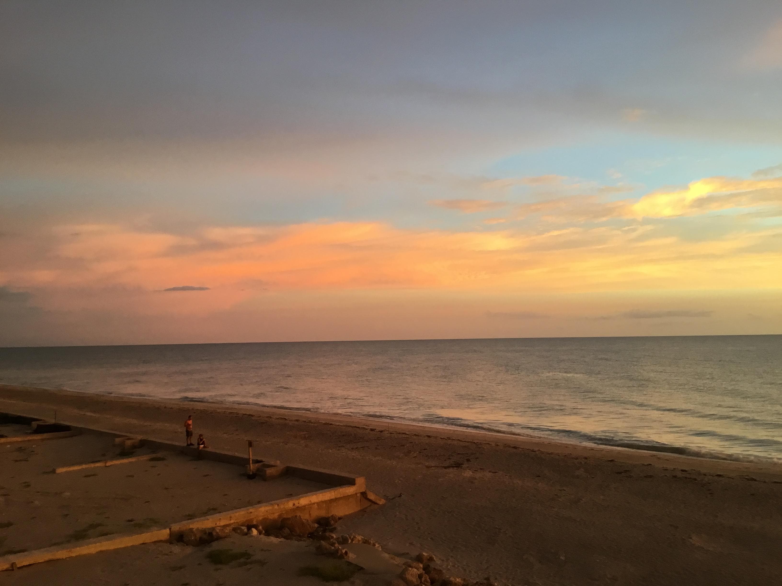 The beach in the evening .