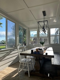 The dining area. Great for playing games in the evening.