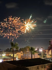 Fireworks view over the bay from third floor balcony
