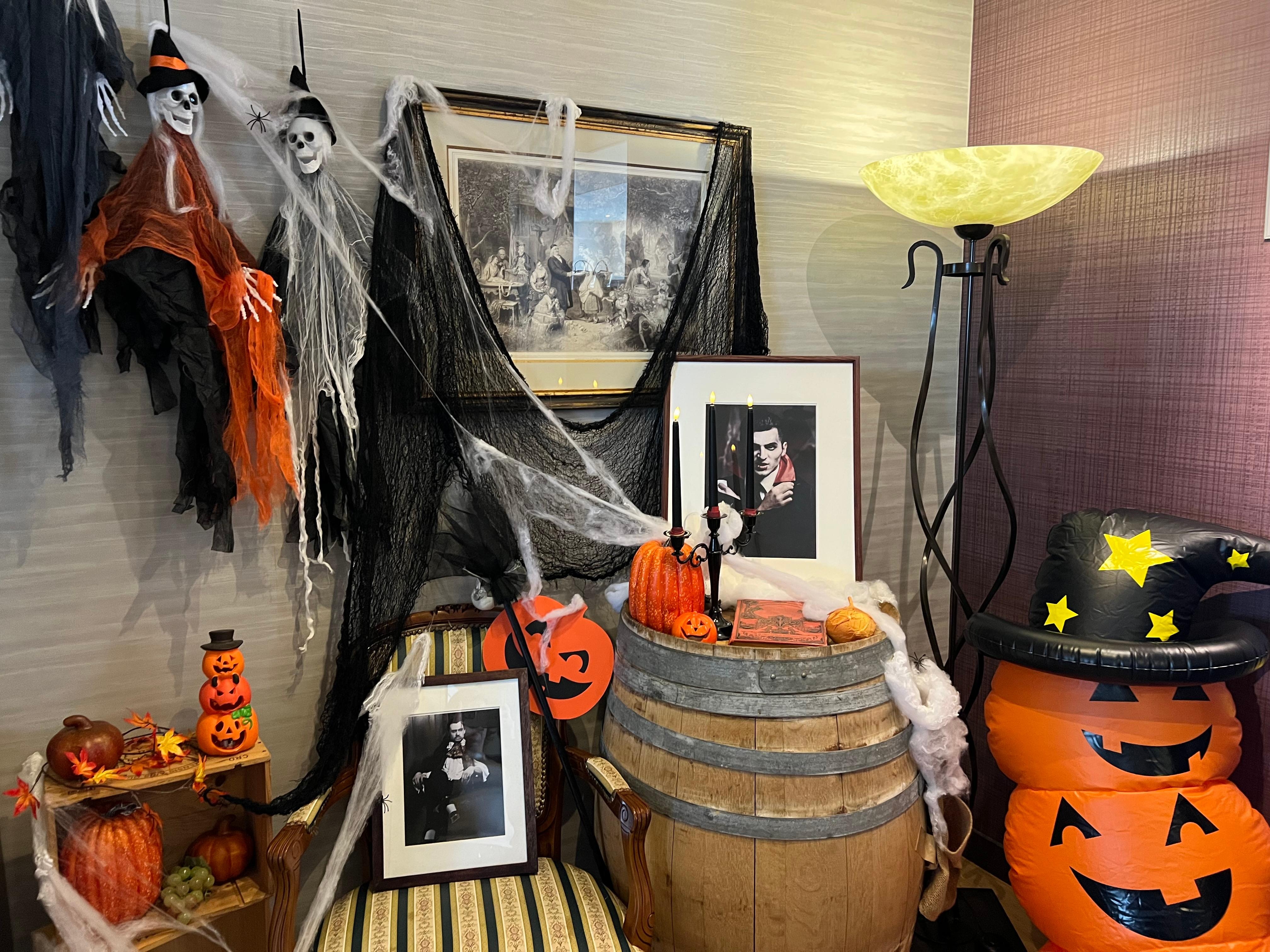 They decorated the breakfast room for Halloween! 